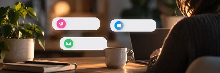 Small event labels for published posts, comments, and messages.